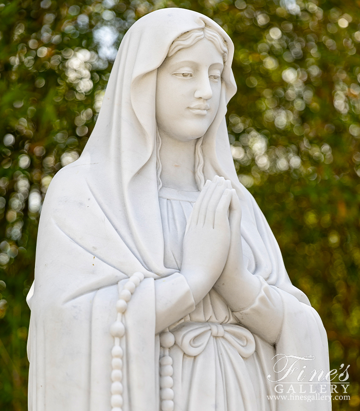 Marble Statues  - A Statuary White Marble Our Lady Of Lourdes Statue - 63 Inch - MS-1480